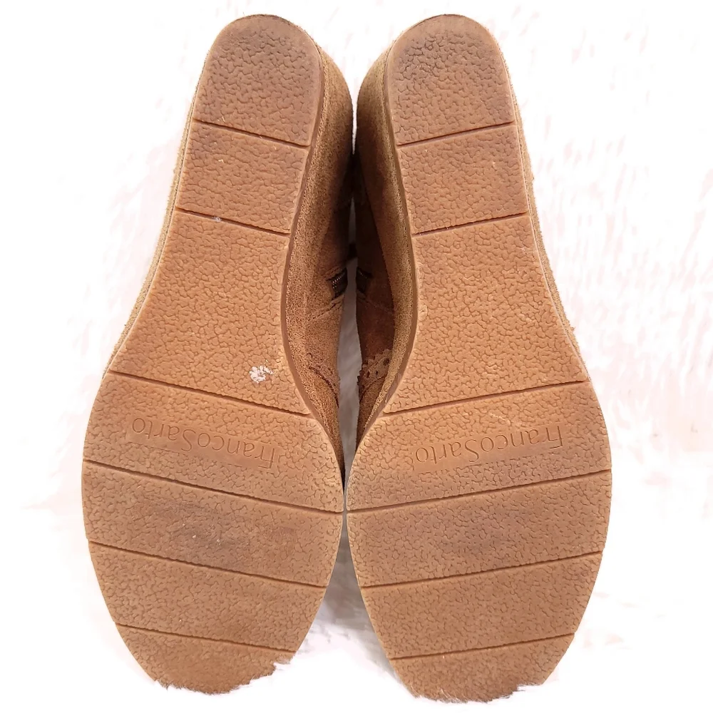 Franco Sarto Arielle Wedge Booties Suede Leather 9.5